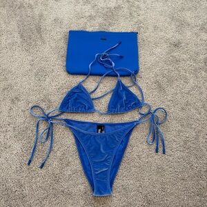 Blue Suede Triangl Bikini Set